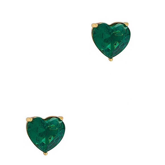 kate spade Jewelry - NEW Kate Spade My Love Emerald Green Heart Stud Earrings Goldtone SOLD OUT